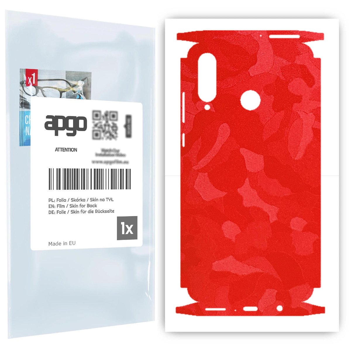 Folia naklejka skórka strukturalna na TYŁ+BOKI do Huawei P30 lite -  Moro | Camo Czerwony - apgo SKINS