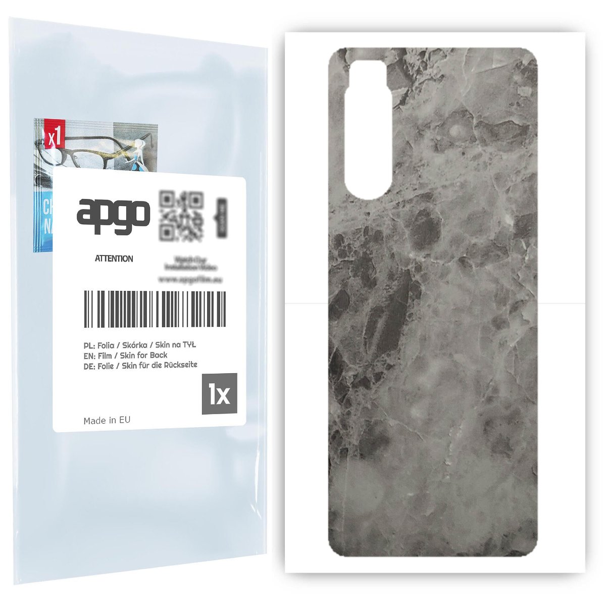 Folia naklejka skórka strukturalna na TYŁ do Sony Xperia 5 II -  Marmur Czarny - apgo SKINS