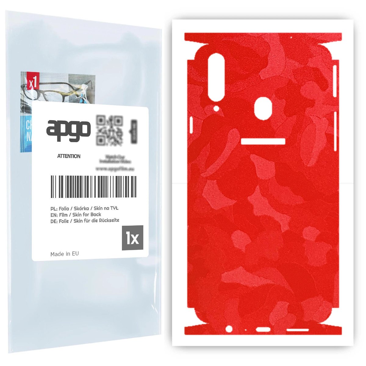 Folia naklejka skórka strukturalna na TYŁ+BOKI do Samsung Galaxy A20s -  Moro | Camo Czerwony - apgo SKINS