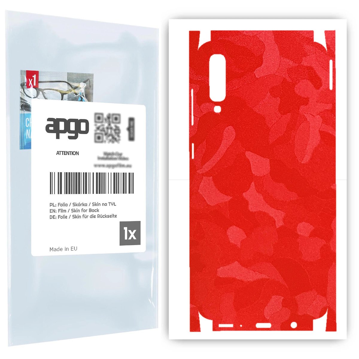 Folia naklejka skórka strukturalna na TYŁ+BOKI do Samsung Galaxy A70 -  Moro | Camo Czerwony - apgo SKINS