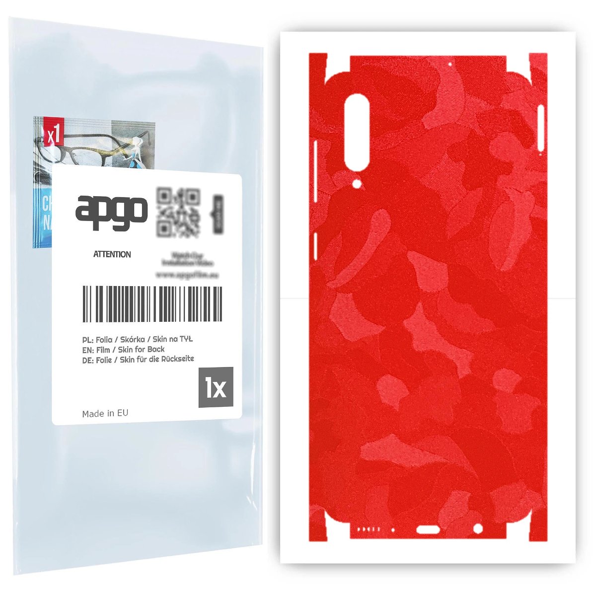 Folia naklejka skórka strukturalna na TYŁ+BOKI do Samsung Galaxy A30s -  Moro | Camo Czerwony - apgo SKINS