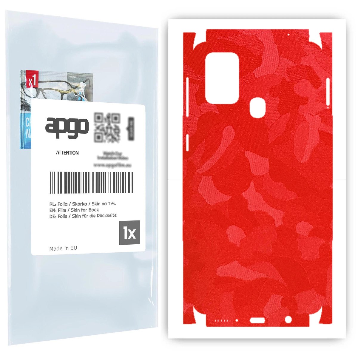 Folia naklejka skórka strukturalna na TYŁ+BOKI do Samsung Galaxy M31 -  Moro | Camo Czerwony - apgo SKINS