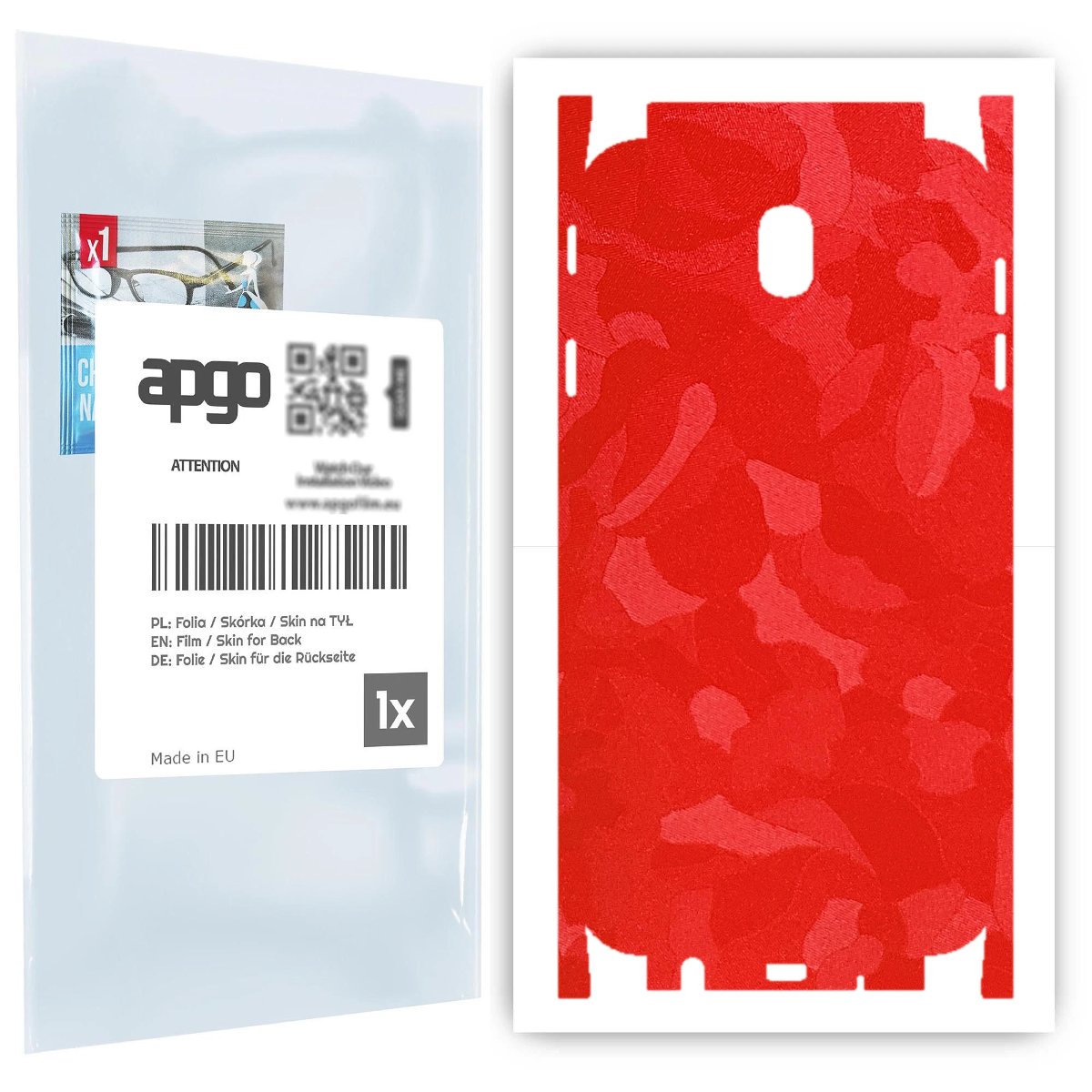 Folia naklejka skórka strukturalna na TYŁ+BOKI do Samsung Galaxy J7 (2017) -  Moro | Camo Czerwony - apgo SKINS