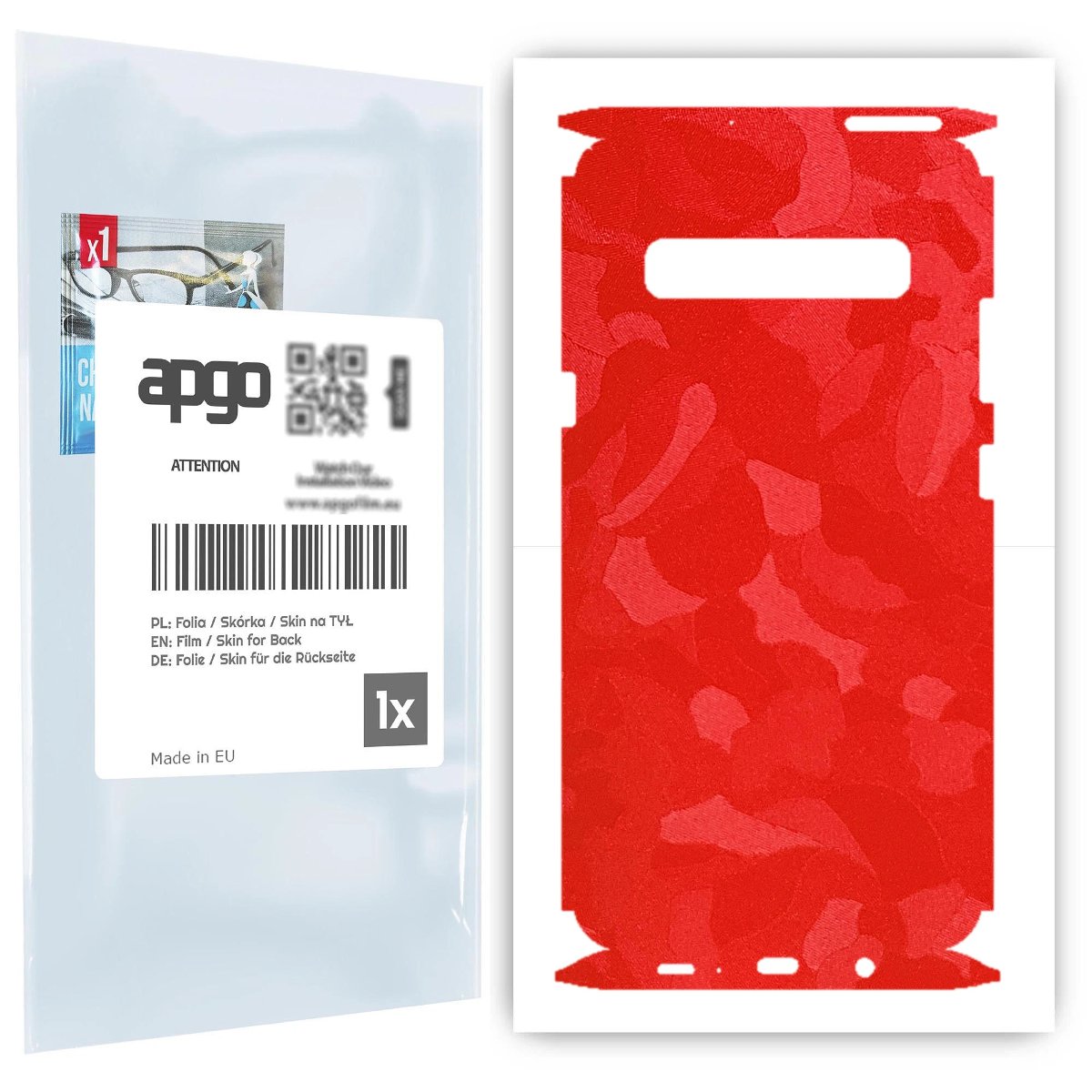 Folia naklejka skórka strukturalna na TYŁ+BOKI do Samsung Galaxy S10 5G -  Moro | Camo Czerwony - apgo SKINS