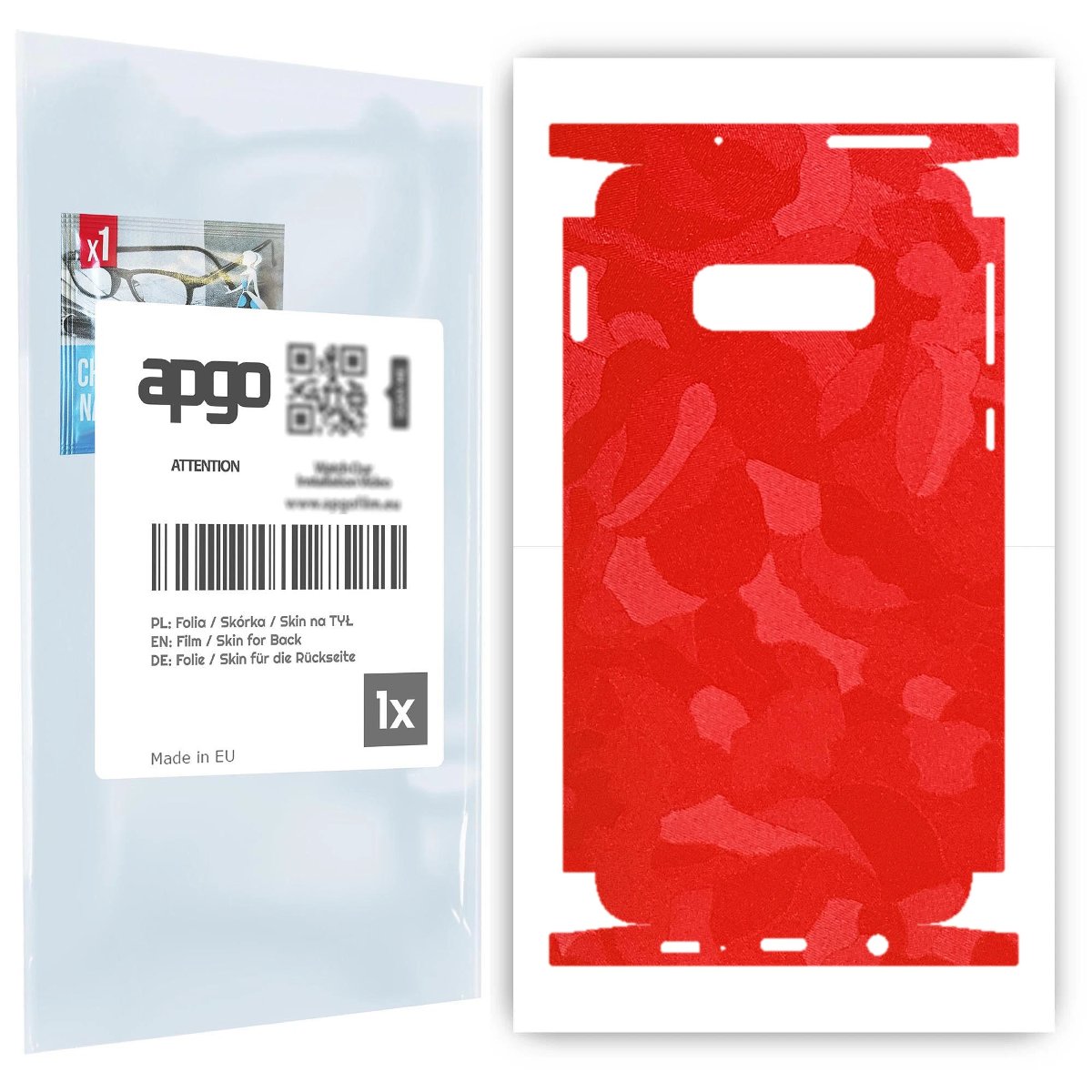 Folia naklejka skórka strukturalna na TYŁ+BOKI do Samsung Galaxy S10e -  Moro | Camo Czerwony - apgo SKINS