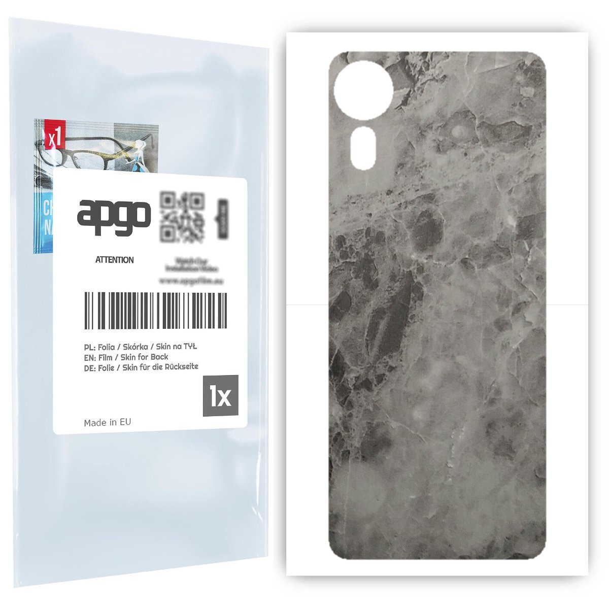 Folia naklejka skórka strukturalna na TYŁ do Samsung Galaxy XCover 5 -  Marmur Czarny - apgo SKINS