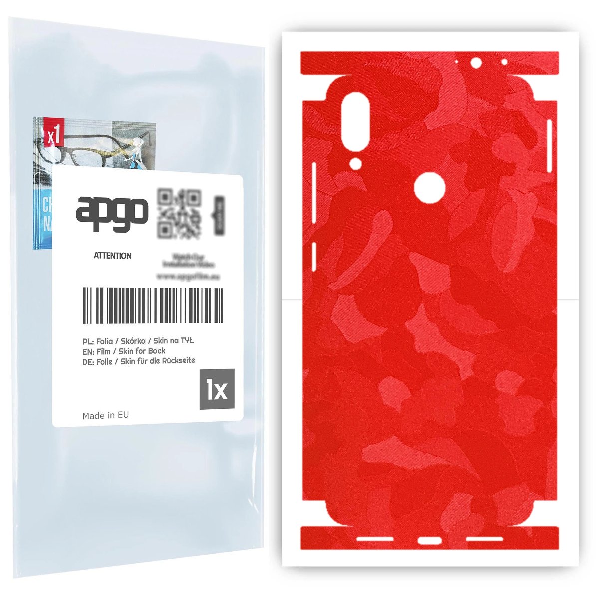 Folia naklejka skórka strukturalna na TYŁ+BOKI do Xiaomi Redmi Note 7 -  Moro | Camo Czerwony - apgo SKINS
