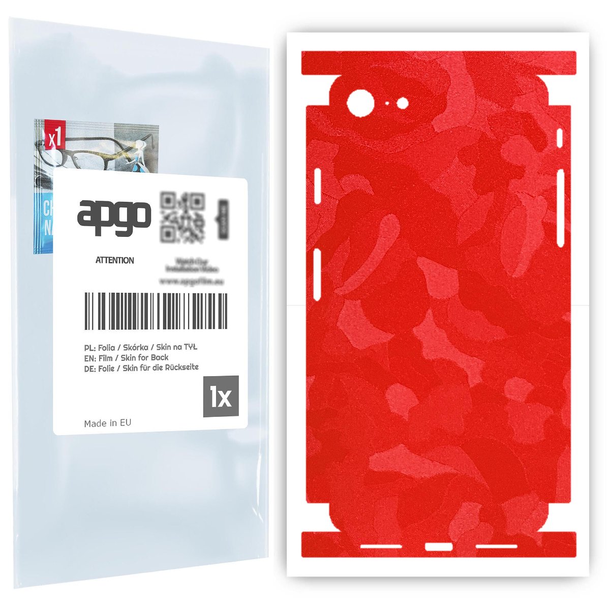 Folia naklejka skórka strukturalna na TYŁ+BOKI do Apple iPhone 7 -  Moro | Camo Czerwony - apgo SKINS
