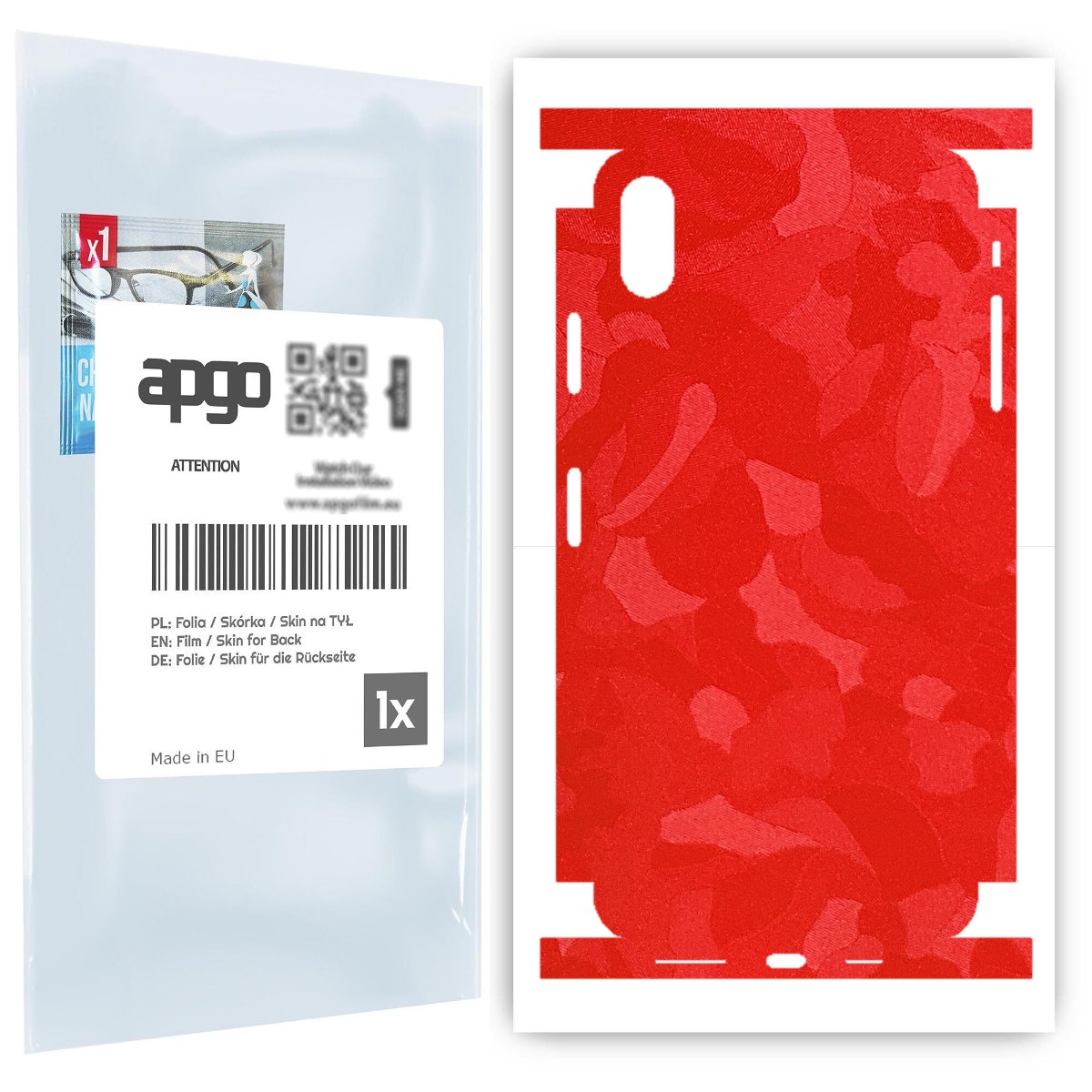 Folia naklejka skórka strukturalna na TYŁ+BOKI do Apple iPhone XS Max -  Moro | Camo Czerwony - apgo SKINS