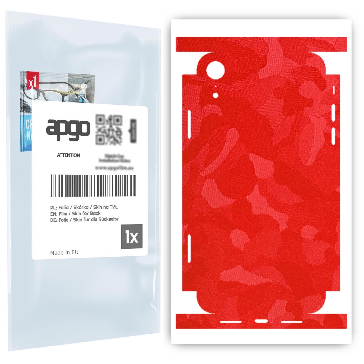 Folia naklejka skórka strukturalna na TYŁ+BOKI do Apple iPhone XR -  Moro | Camo Czerwony - apgo SKINS