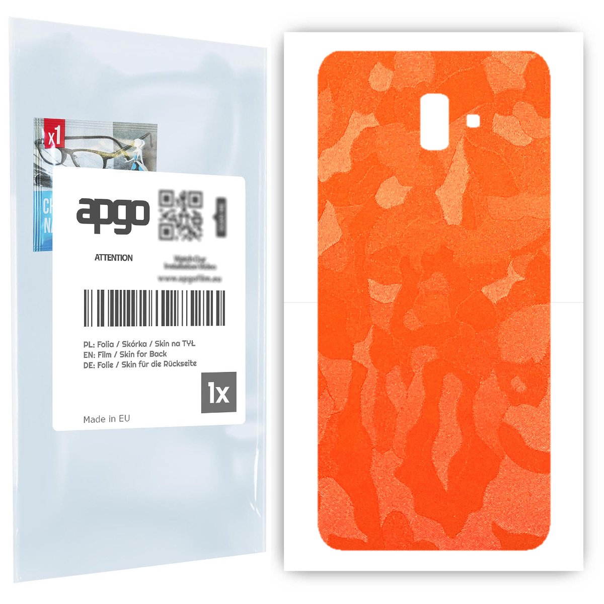 Folia naklejka skórka strukturalna na TYŁ do Samsung Galaxy J6+ -  Moro | Camo Pomarańczowy - apgo SKINS