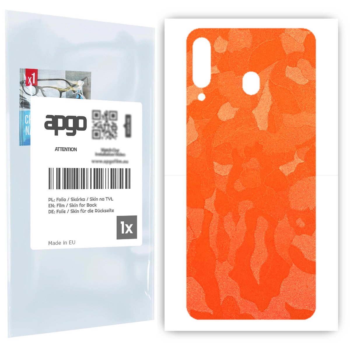 Folia naklejka skórka strukturalna na TYŁ do Samsung Galaxy M30 A40s -  Moro | Camo Pomarańczowy - apgo SKINS