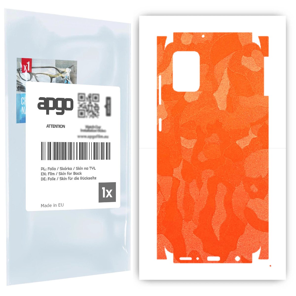 Folia naklejka skórka strukturalna na TYŁ+BOKI do Samsung Galaxy A31 -  Moro | Camo Pomarańczowy - apgo SKINS