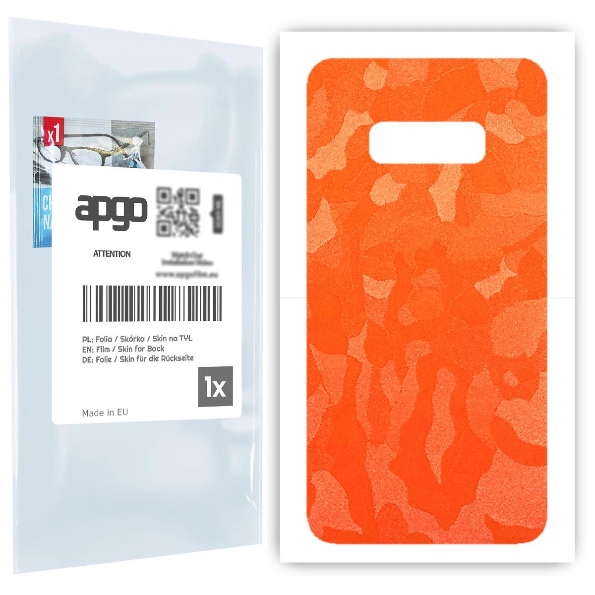Folia naklejka skórka strukturalna na TYŁ do Samsung Galaxy S10e -  Moro | Camo Pomarańczowy - apgo SKINS
