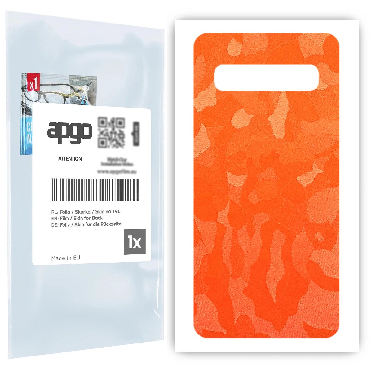 Folia naklejka skórka strukturalna na TYŁ do Samsung Galaxy S10 5G -  Moro | Camo Pomarańczowy - apgo SKINS