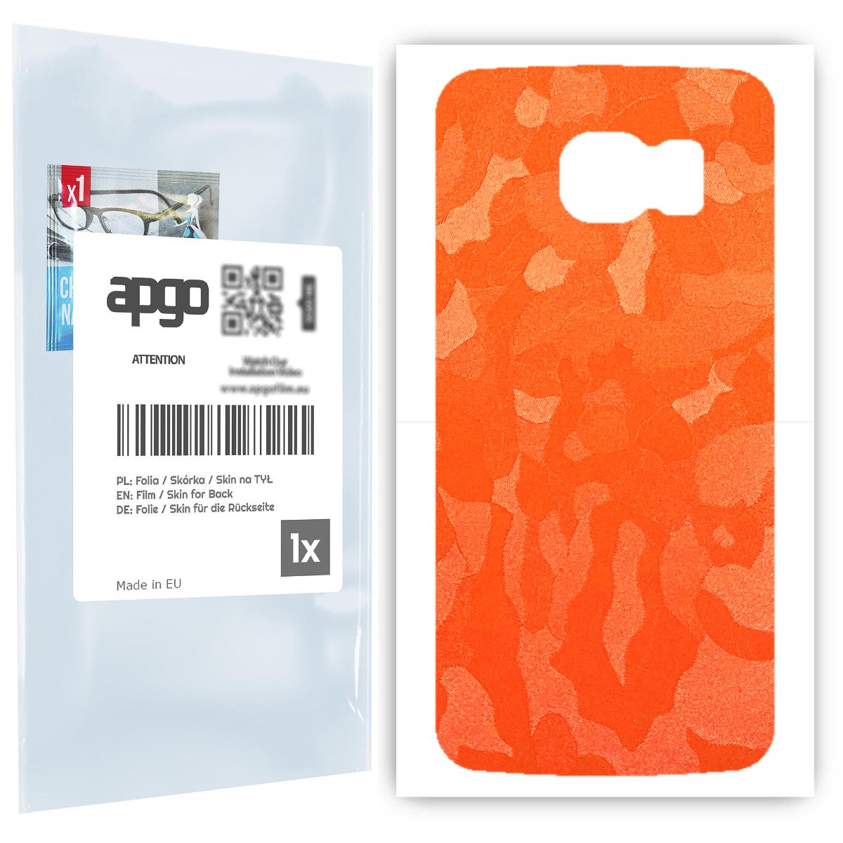 Folia naklejka skórka strukturalna na TYŁ do Samsung Galaxy S6 G920 -  Moro | Camo Pomarańczowy - apgo SKINS