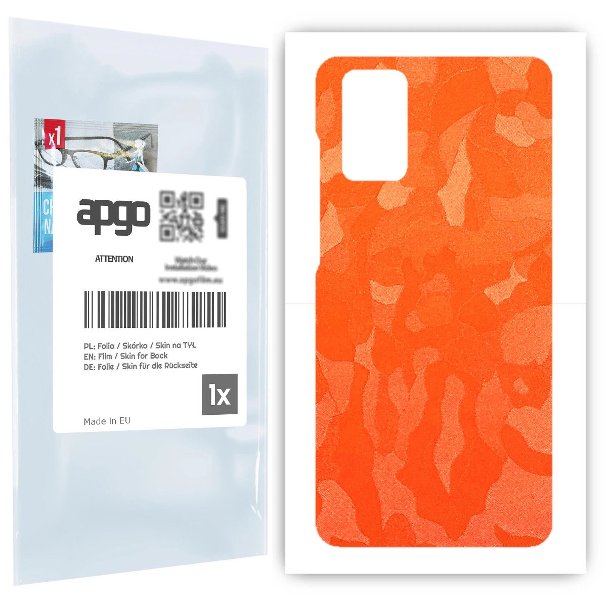 Folia naklejka skórka strukturalna na TYŁ do Samsung Galaxy S20+ -  Moro | Camo Pomarańczowy - apgo SKINS