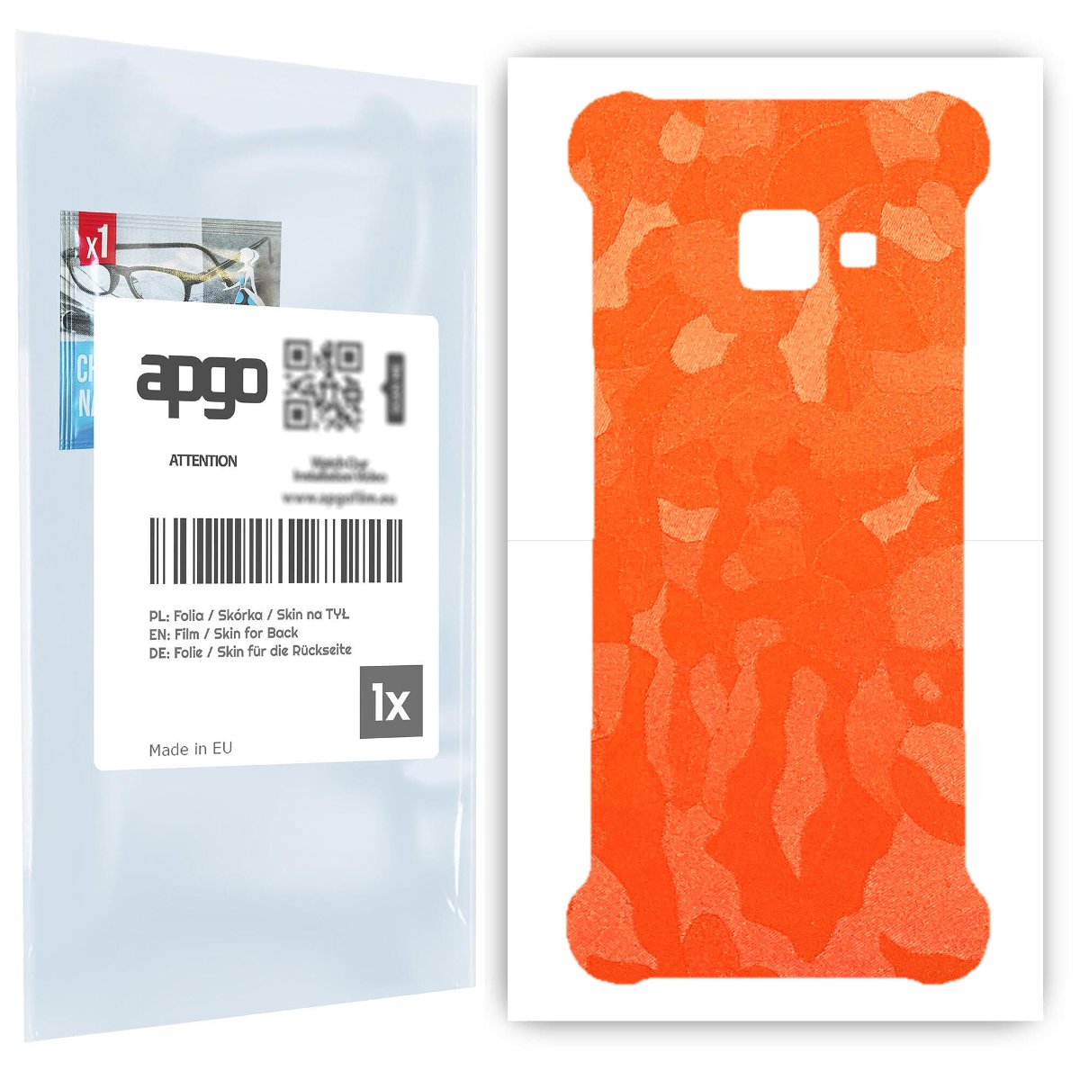 Folia naklejka skórka strukturalna na TYŁ do Samsung Galaxy Xcover 4 -  Moro | Camo Pomarańczowy - apgo SKINS