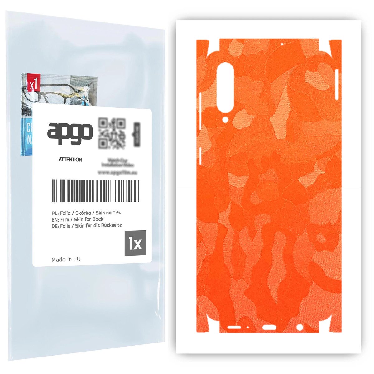 Folia naklejka skórka strukturalna na TYŁ+BOKI do Samsung Galaxy A50s -  Moro | Camo Pomarańczowy - apgo SKINS