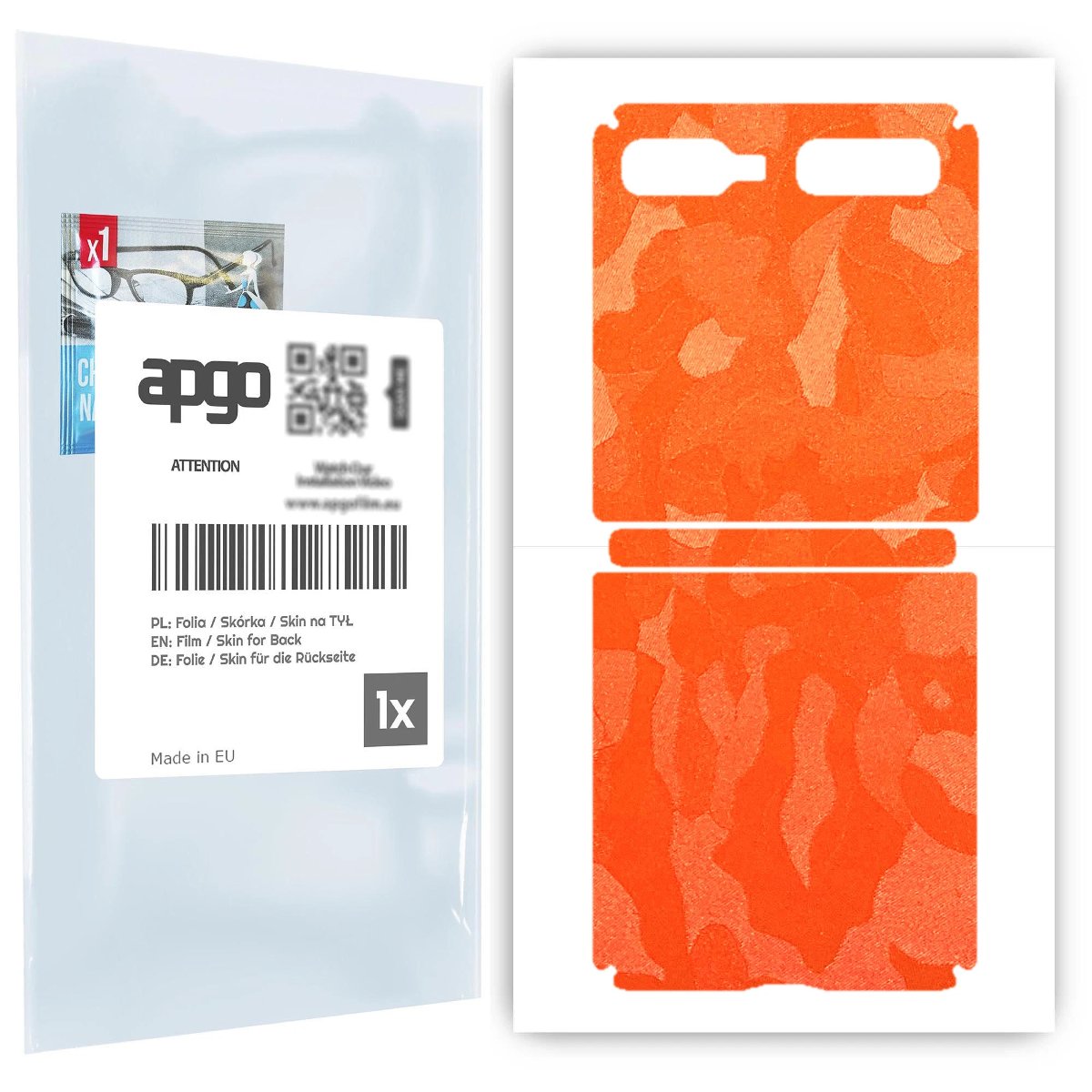 Folia naklejka skórka strukturalna na TYŁ do Samsung Galaxy Z Flip -  Moro | Camo Pomarańczowy - apgo SKINS
