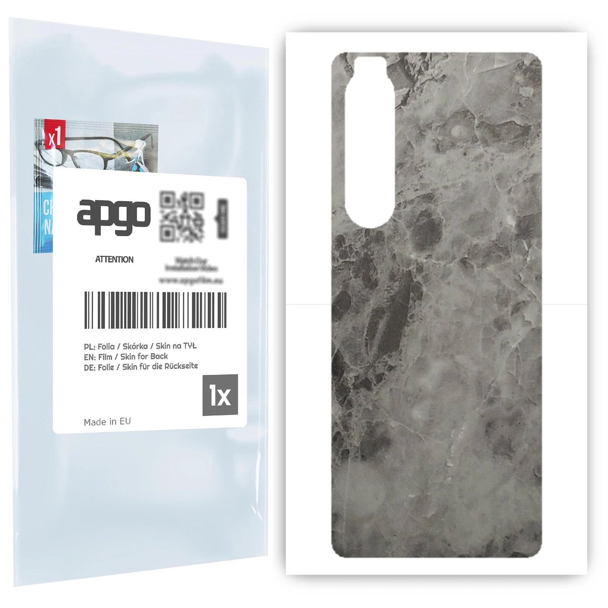 Folia naklejka skórka strukturalna na TYŁ do Sony Xperia 1 III -  Marmur Czarny - apgo SKINS