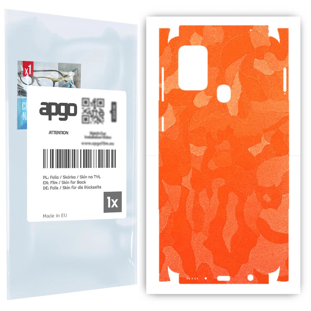 Folia naklejka skórka strukturalna na TYŁ+BOKI do Samsung Galaxy M31 -  Moro | Camo Pomarańczowy - apgo SKINS