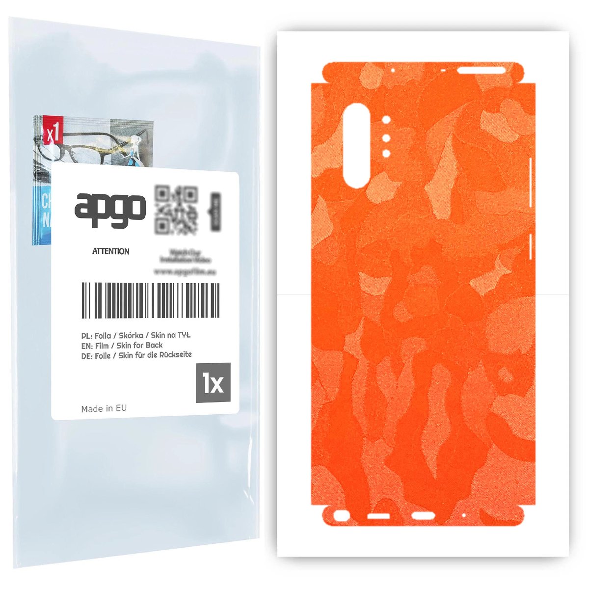 Folia naklejka skórka strukturalna na TYŁ+BOKI do Samsung Galaxy Note 10+ 5G -  Moro | Camo Pomarańczowy - apgo SKINS
