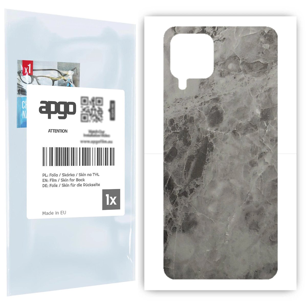 Folia naklejka skórka strukturalna na TYŁ do Samsung Galaxy A22 -  Marmur Czarny - apgo SKINS