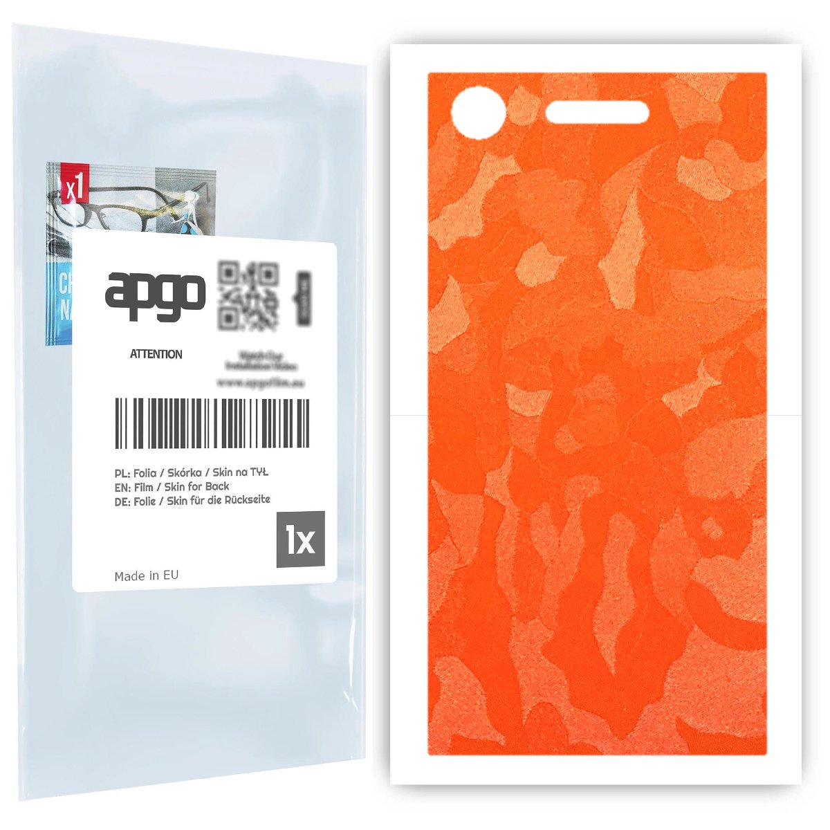 Folia naklejka skórka strukturalna na TYŁ do Sony Xperia XZ1 -  Moro | Camo Pomarańczowy - apgo SKINS