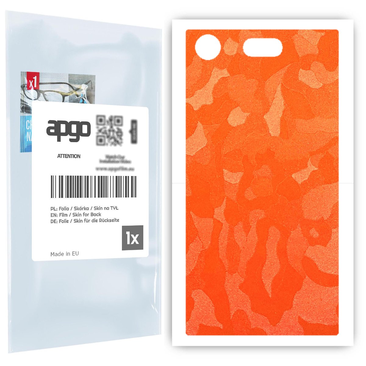 Folia naklejka skórka strukturalna na TYŁ do Sony Xperia XZ1 Compact -  Moro | Camo Pomarańczowy - apgo SKINS