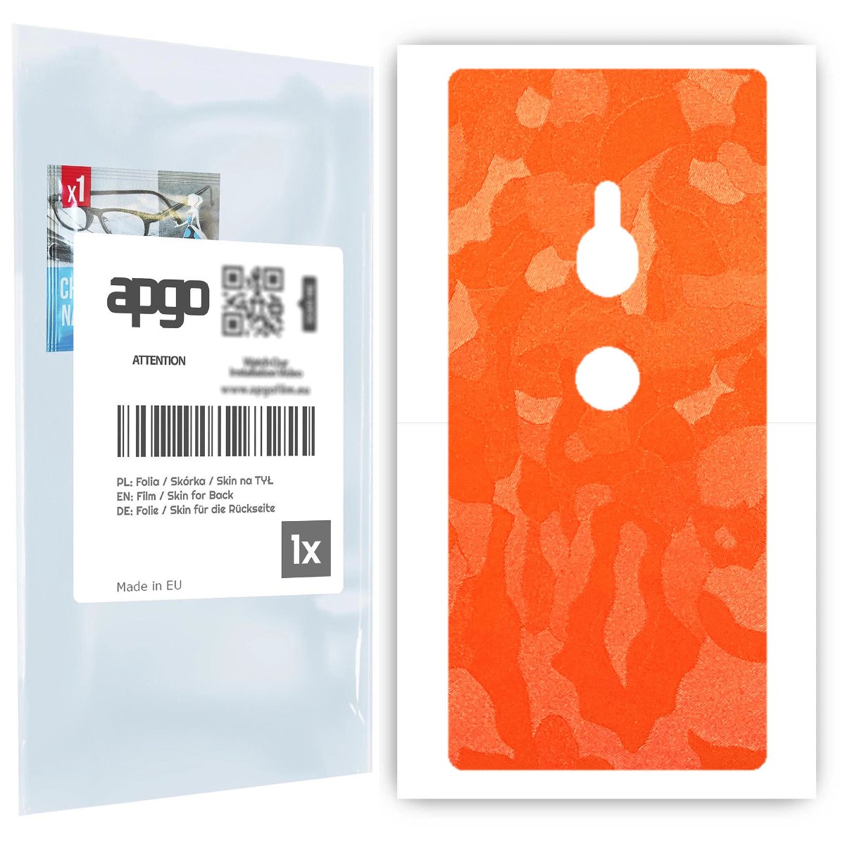 Folia naklejka skórka strukturalna na TYŁ do Sony Xperia XZ2 -  Moro | Camo Pomarańczowy - apgo SKINS