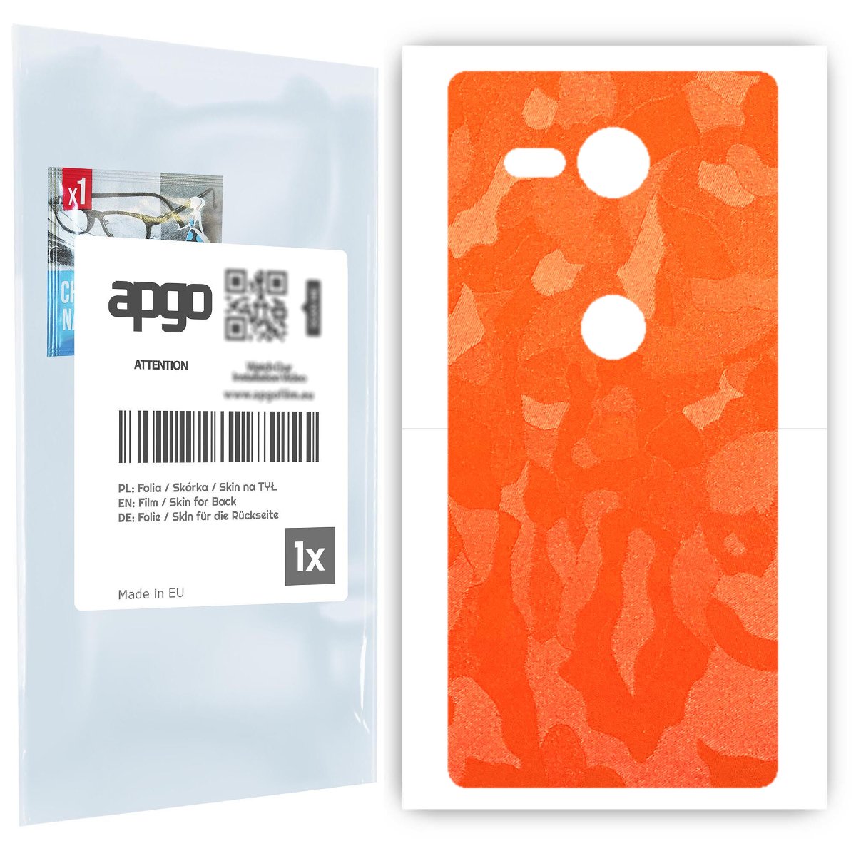 Folia naklejka skórka strukturalna na TYŁ do Sony Xperia XZ2 Compact -  Moro | Camo Pomarańczowy - apgo SKINS