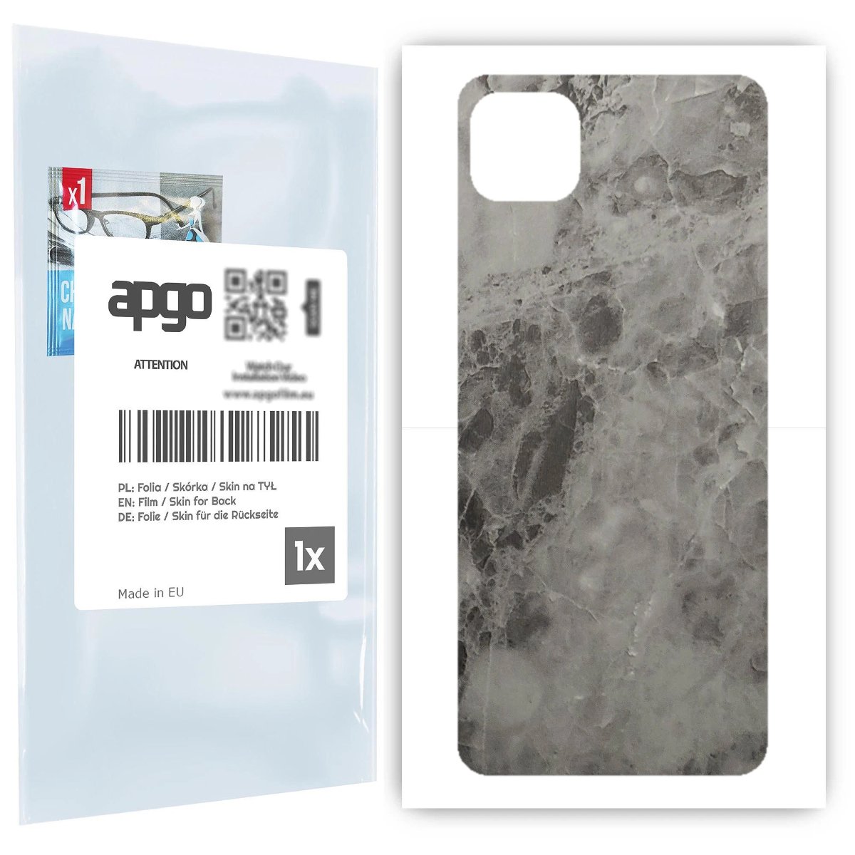 Folia naklejka skórka strukturalna na TYŁ do Samsung Galaxy A22 5G -  Marmur Czarny - apgo SKINS