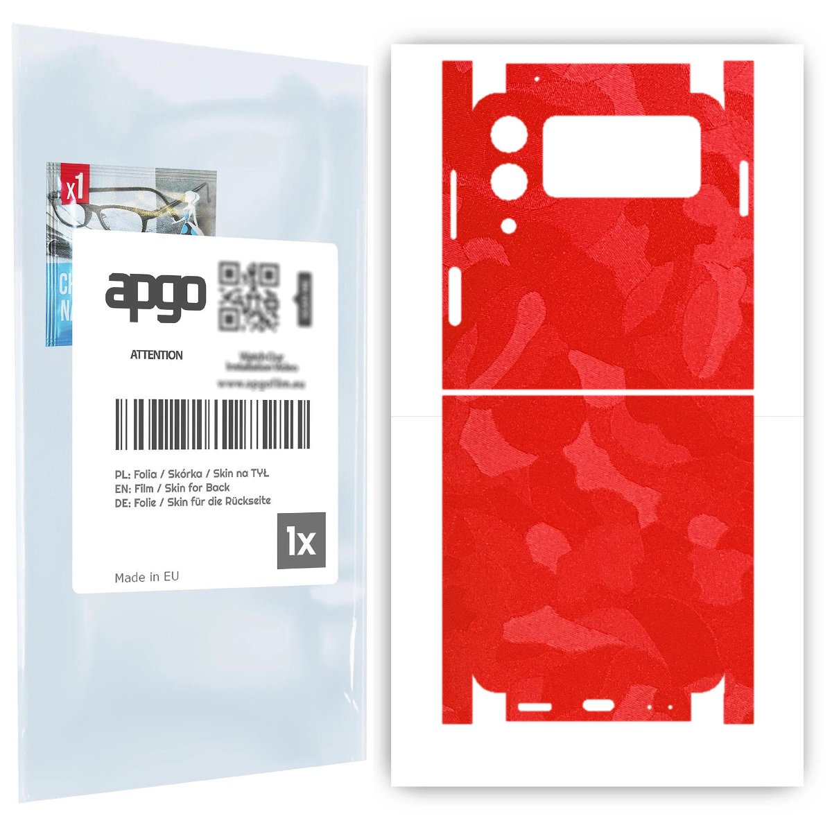 Folia naklejka skórka strukturalna na TYŁ+BOKI do Samsung Galaxy Z Flip 3 -  Moro | Camo Czerwony - apgo SKINS