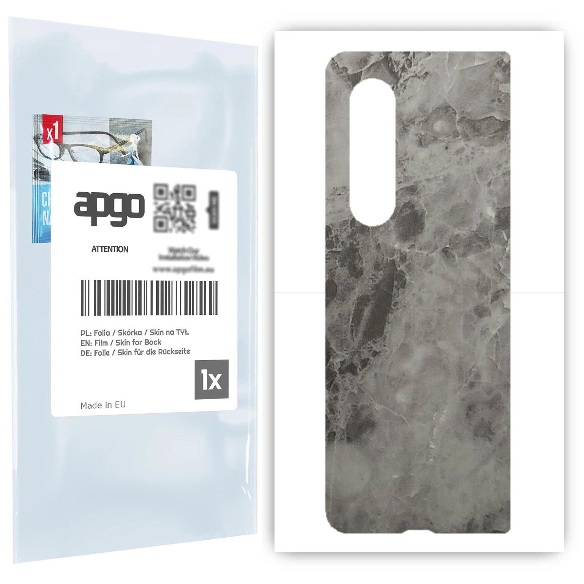 Folia naklejka skórka strukturalna na TYŁ do Samsung Galaxy Z Fold 3 -  Marmur Czarny - apgo SKINS