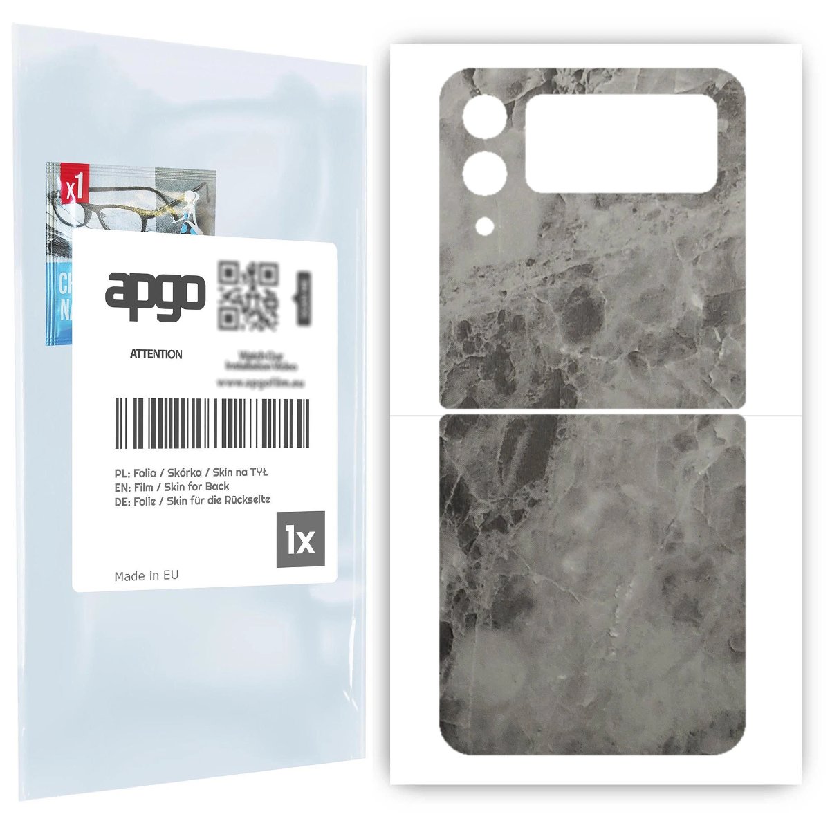 Folia naklejka skórka strukturalna na TYŁ do Samsung Galaxy Z Flip 3 -  Marmur Czarny - apgo SKINS