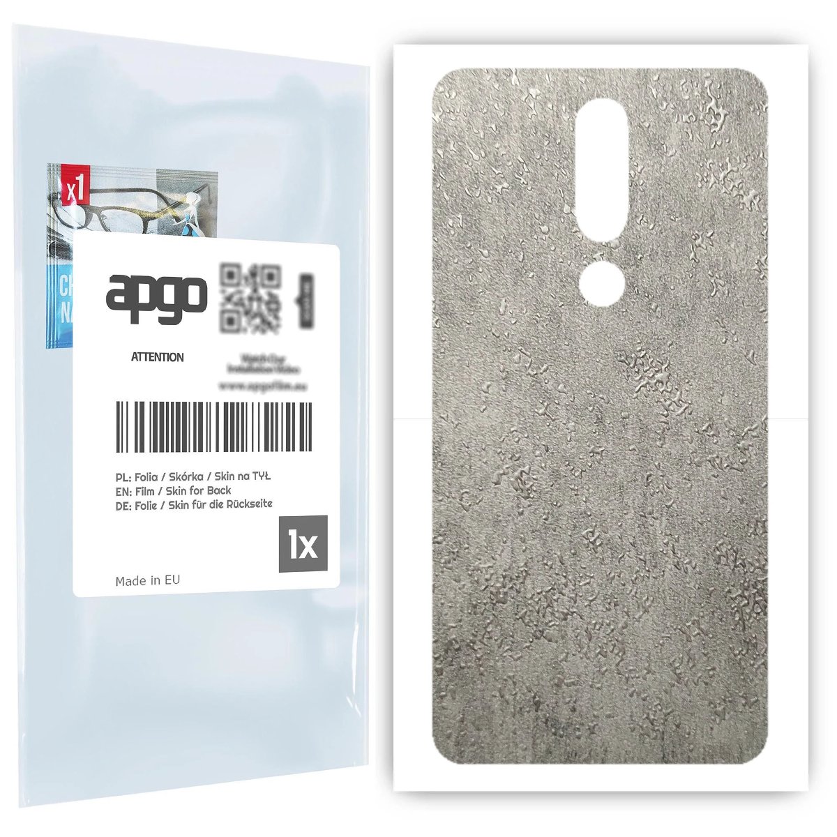 Folia naklejka skórka strukturalna na TYŁ do Nokia 5.1 Plus (Nokia X5) -  Beton - apgo SKINS