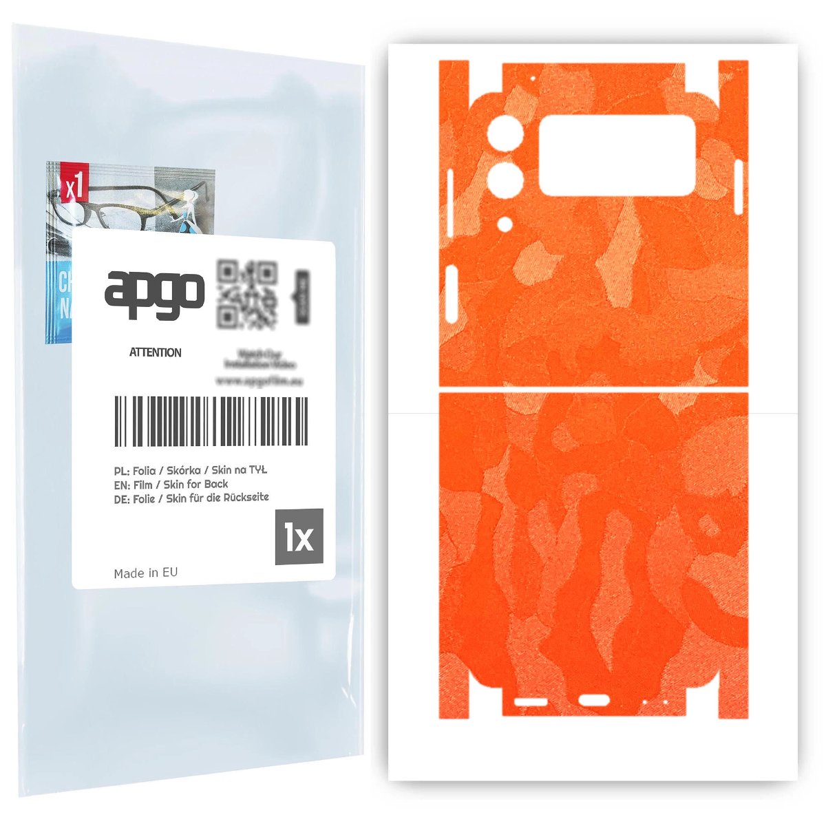 Folia naklejka skórka strukturalna na TYŁ+BOKI do Samsung Galaxy Z Flip 3 -  Moro | Camo Pomarańczowy - apgo SKINS