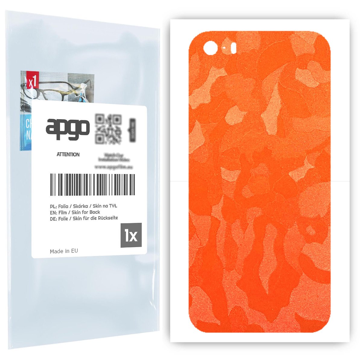 Folia naklejka skórka strukturalna na TYŁ do Apple iPhone 5s -  Moro | Camo Pomarańczowy - apgo SKINS