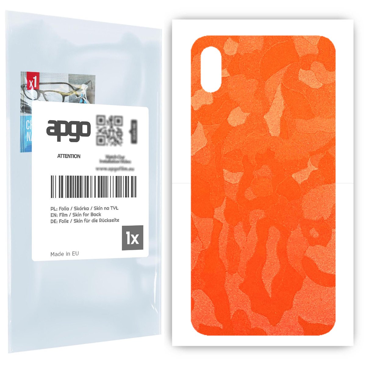Folia naklejka skórka strukturalna na TYŁ do Apple iPhone XS Max -  Moro | Camo Pomarańczowy - apgo SKINS
