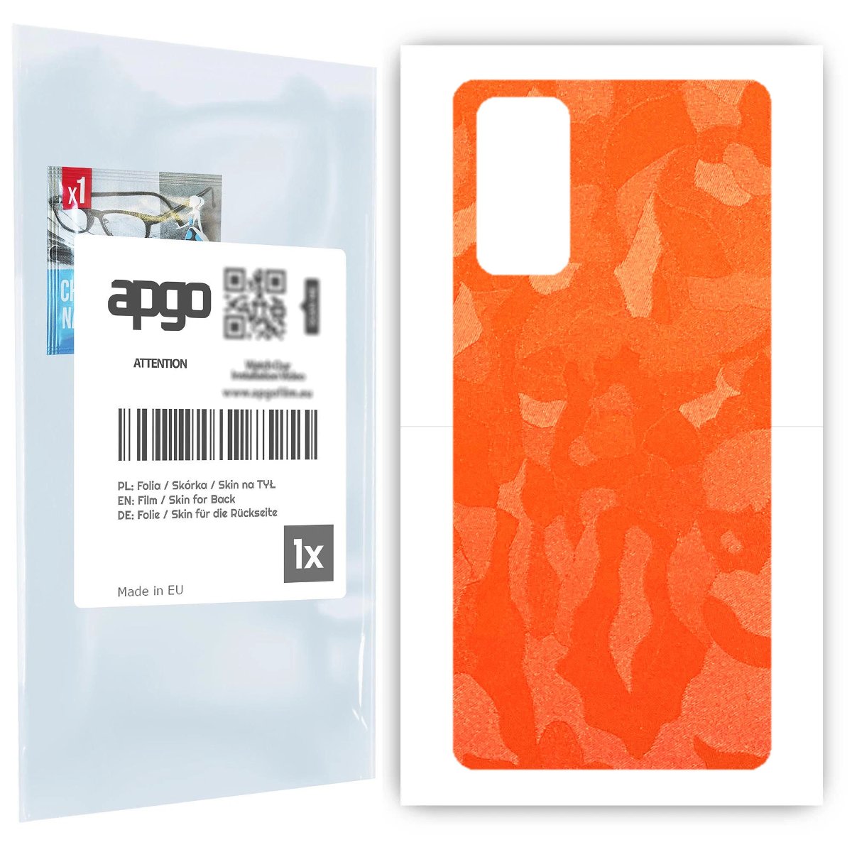 Folia naklejka skórka strukturalna na TYŁ do Samsung Galaxy S20 FE -  Moro | Camo Pomarańczowy - apgo SKINS