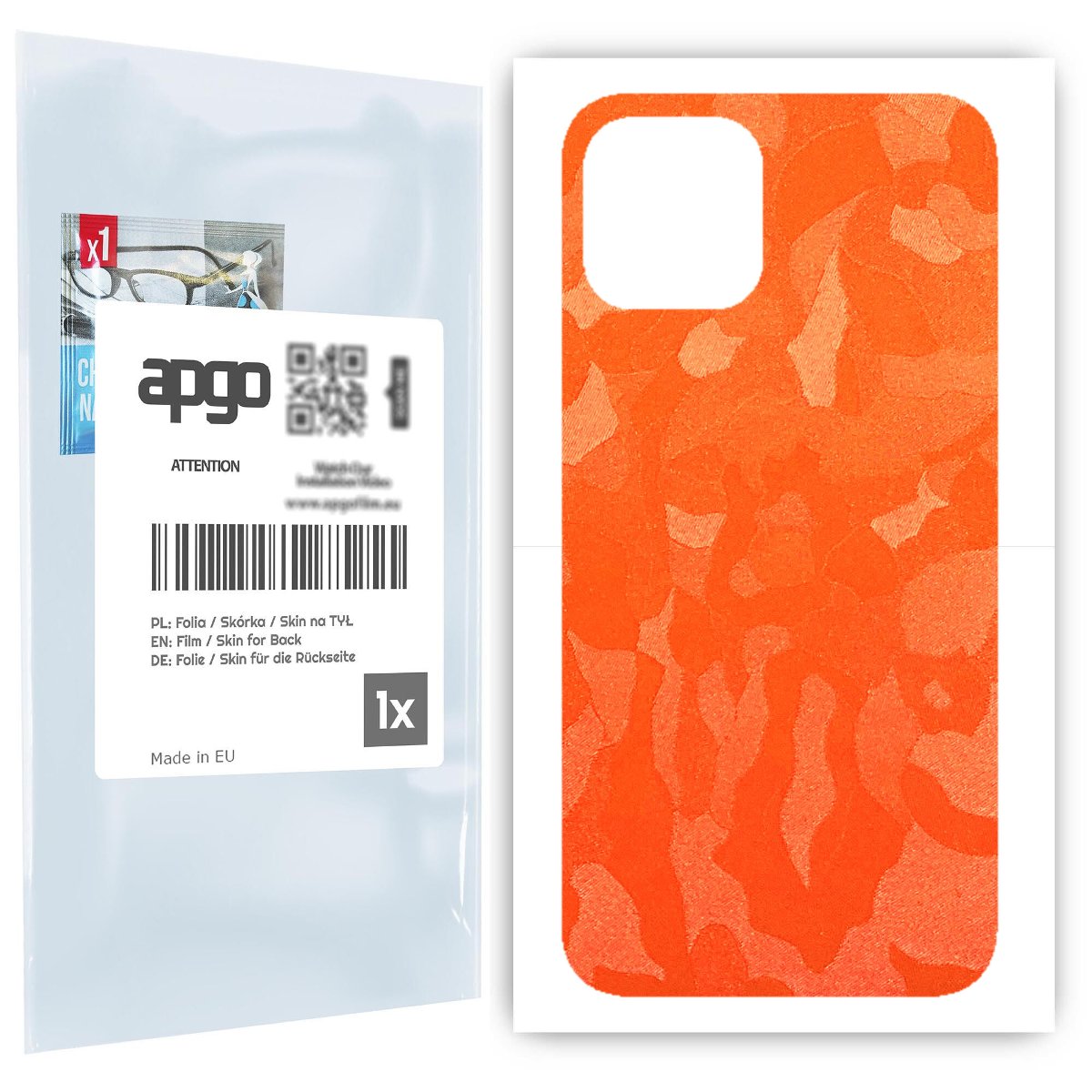 Folia naklejka skórka strukturalna na TYŁ do Apple iPhone 12 Pro -  Moro | Camo Pomarańczowy - apgo SKINS