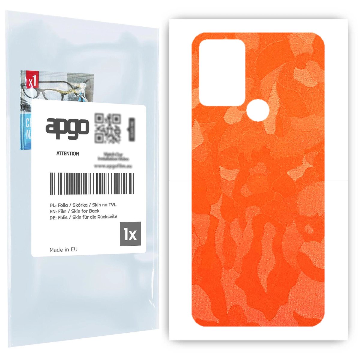 Folia naklejka skórka strukturalna na TYŁ do HTC Desire 20+ -  Moro | Camo Pomarańczowy - apgo SKINS