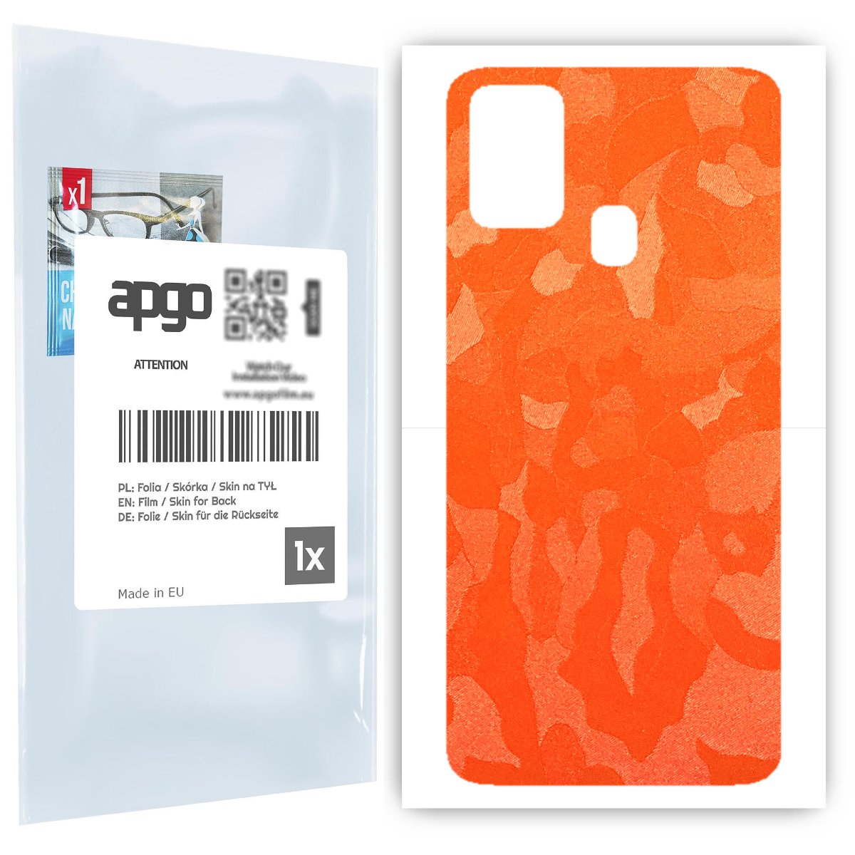 Folia naklejka skórka strukturalna na TYŁ do Samsung Galaxy M21s -  Moro | Camo Pomarańczowy - apgo SKINS