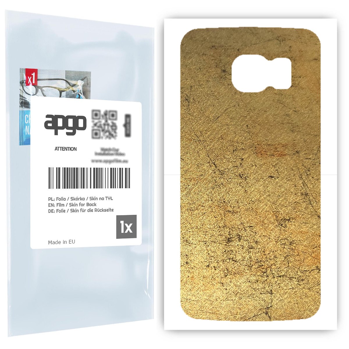 Folia naklejka skórka strukturalna na TYŁ do Samsung Galaxy S6 G920 -  Antyczne Złoto - apgo SKINS