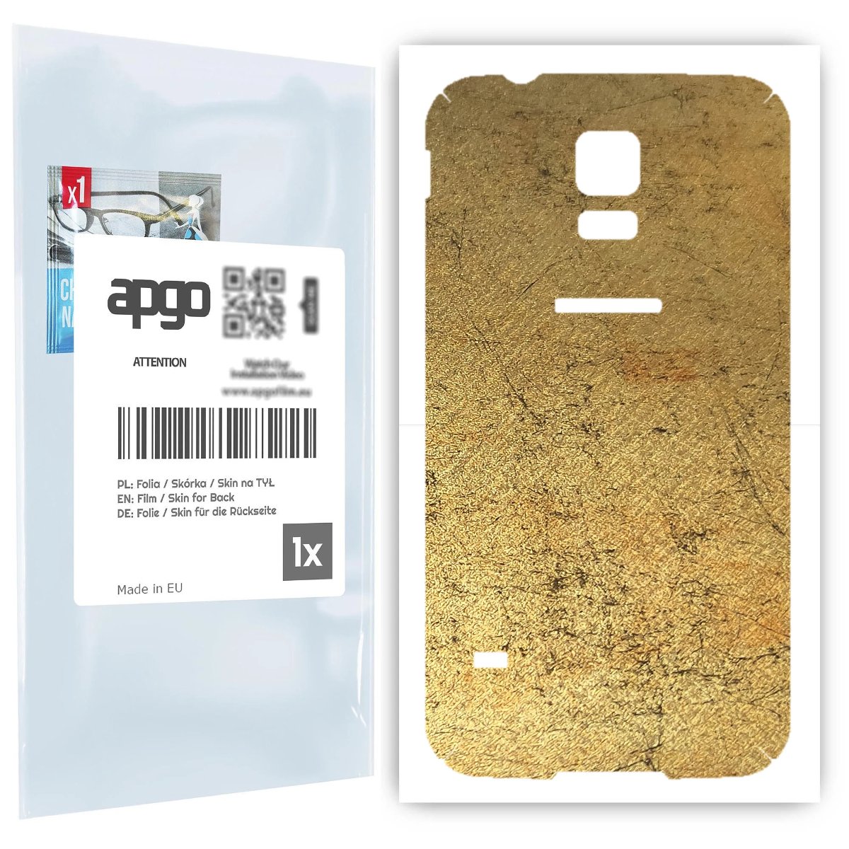 Folia naklejka skórka strukturalna na TYŁ do Samsung Galaxy S5 SM-G900F -  Antyczne Złoto - apgo SKINS