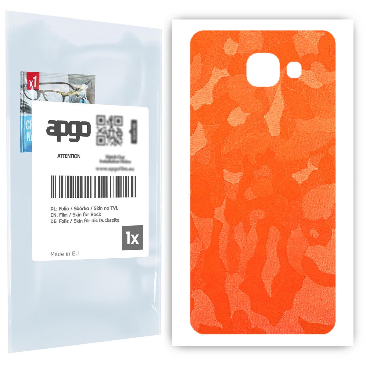 Folia naklejka skórka strukturalna na TYŁ do Samsung Galaxy A5 (2016) -  Moro | Camo Pomarańczowy - apgo SKINS