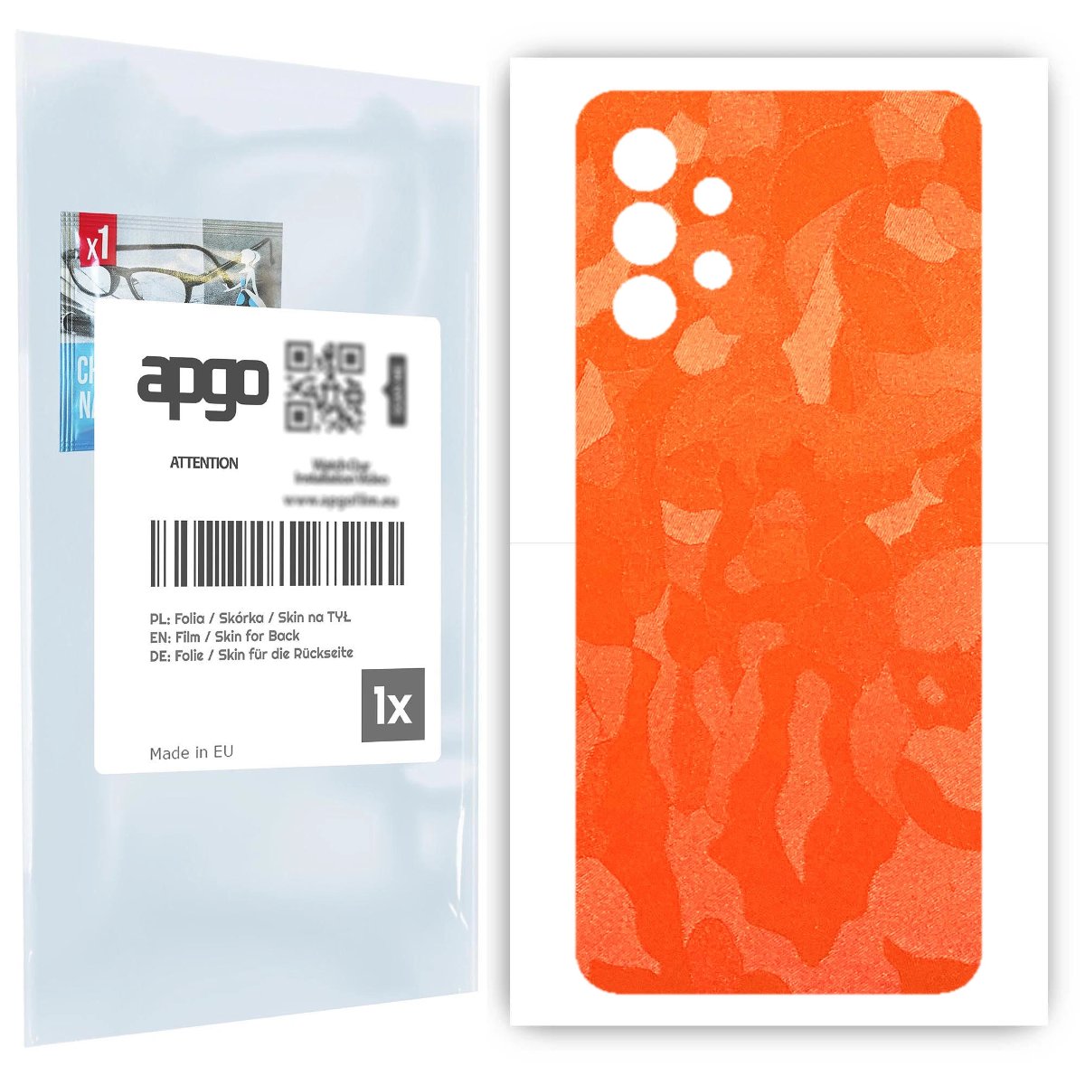 Folia naklejka skórka strukturalna na TYŁ do Samsung Galaxy A32 4G -  Moro | Camo Pomarańczowy - apgo SKINS