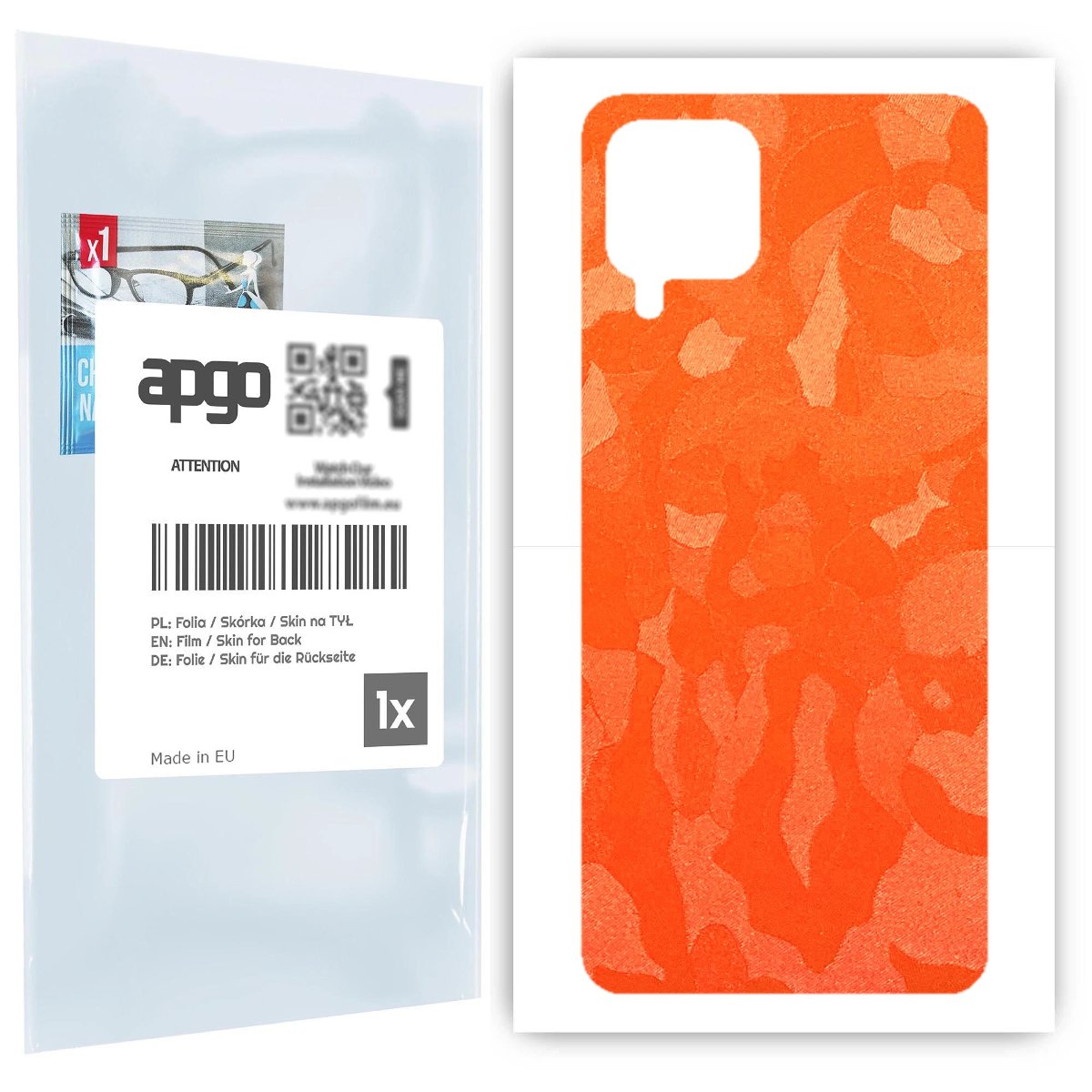 Folia naklejka skórka strukturalna na TYŁ do Samsung Galaxy A22 -  Moro | Camo Pomarańczowy - apgo SKINS