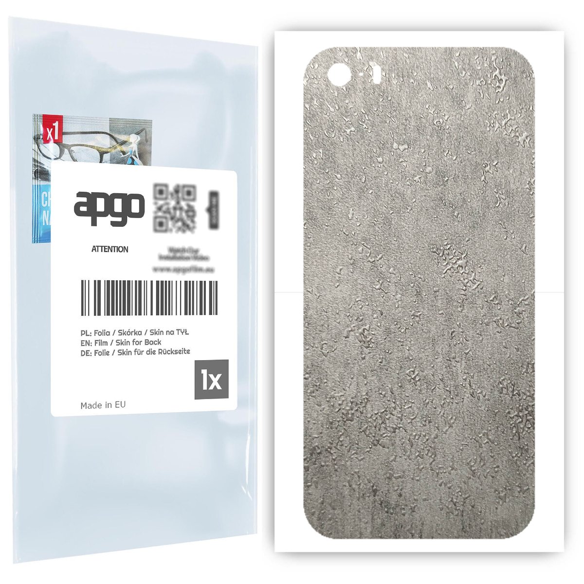 Folia naklejka skórka strukturalna na TYŁ do Apple iPhone 5 -  Beton - apgo SKINS